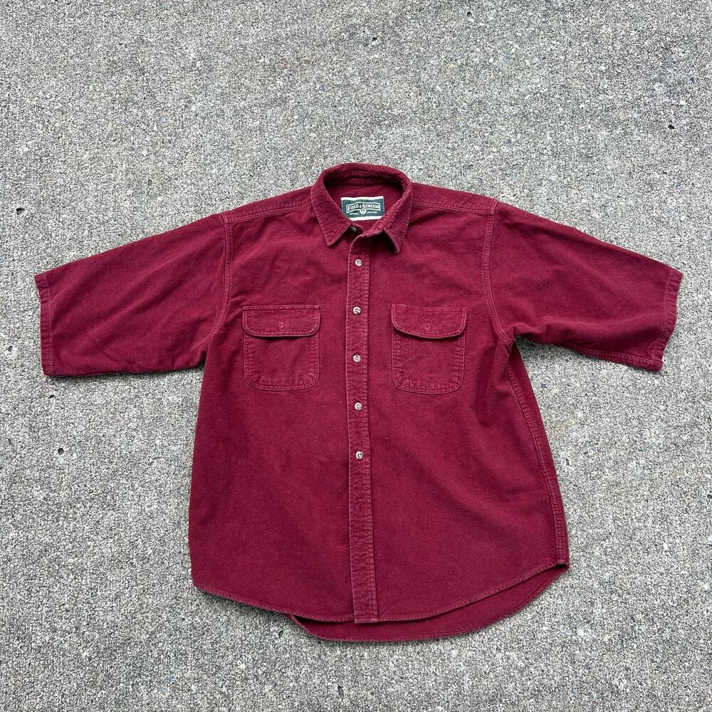 Vintage Field and Stream Brick Red Flannel Button Up Shirt Shacket XXL